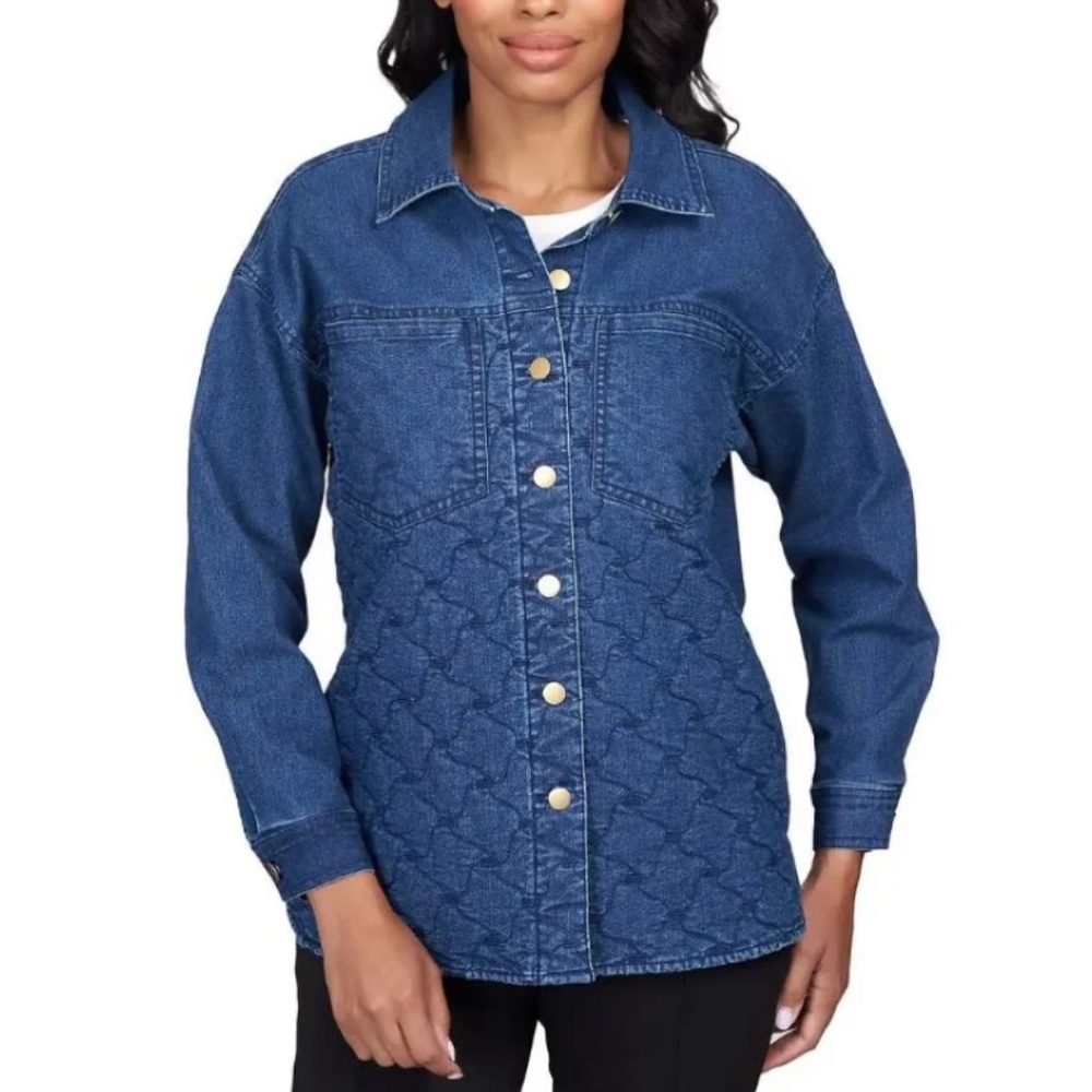 NWT RUBY RD. WOMENS LIGHT-WEIGHT QUILTED WONDER DENIM JACKET- Sz Small